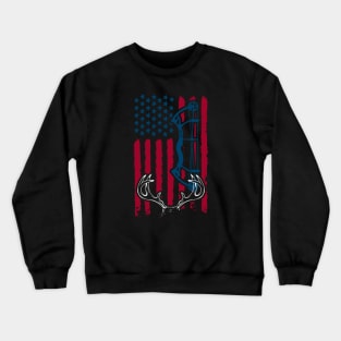 Bow Hunting Deer  american flag Crewneck Sweatshirt